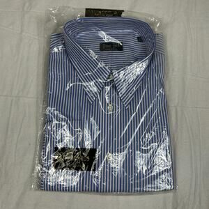 NWT Gitman Bros. Men's 17.5 34 Blue White Bengal Stripe Shirt Made in USA